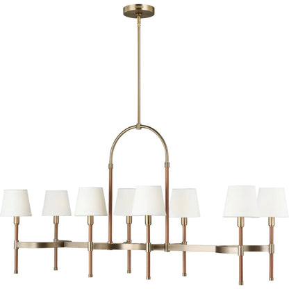 Katie Linear Chandelier by Visual Comfort & Co. in time worn brass. Made from steel in a unique style.