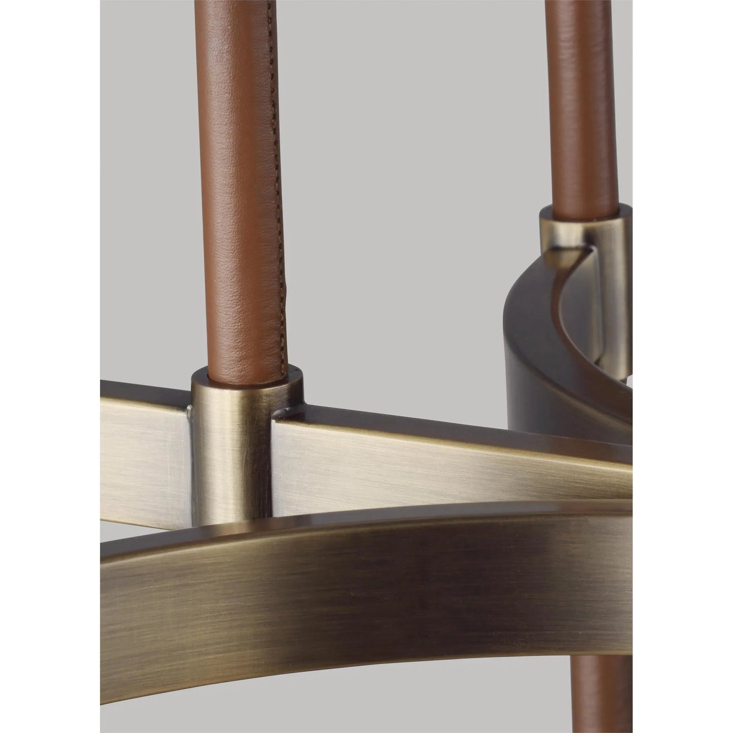 005 SI-2235194 | Closeup | Katie Linear Chandelier by Visual Comfort & Co. in time worn brass. Made from steel in a unique style.
