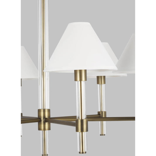 Robert Medium Chandelier by Visual Comfort & Co. in time worn brass. Made from steel in a unique style.