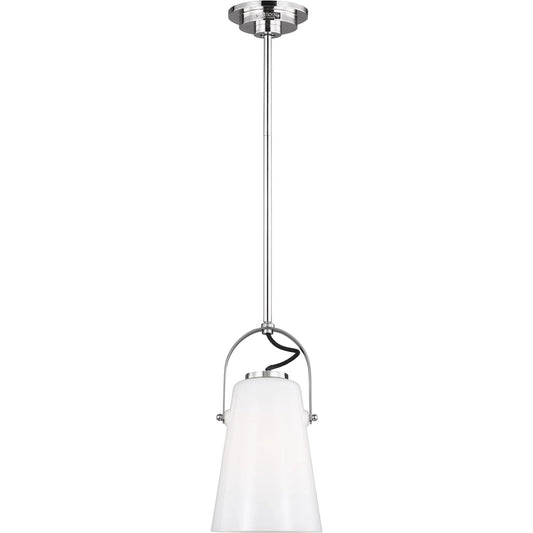 Hazel Mini Pendant by Visual Comfort & Co. in polished nickel. Made from steel in a modern style.