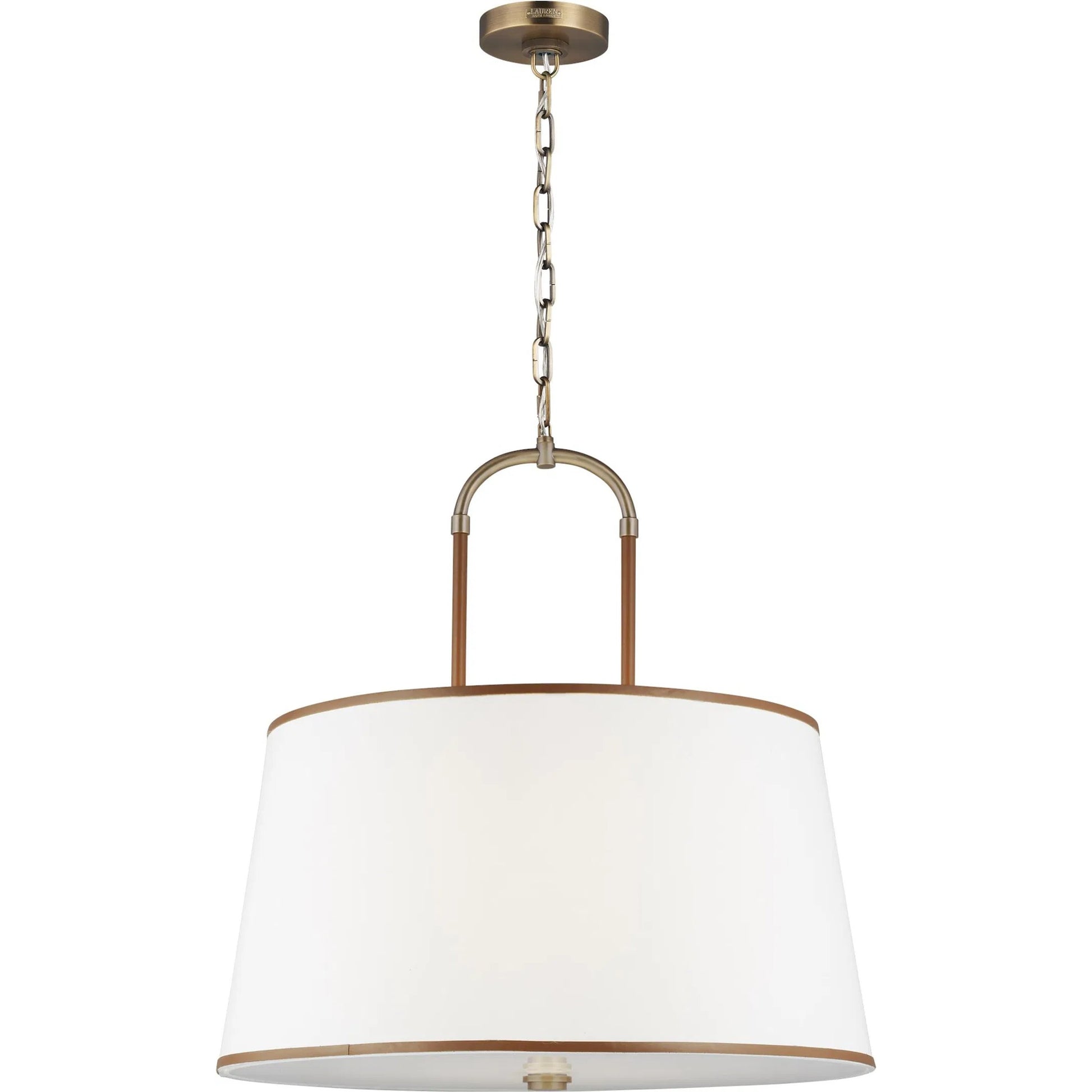 Katie Large Pendant by Visual Comfort & Co. in time worn brass. Made from steel in a unique style.