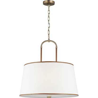 Katie Large Pendant by Visual Comfort & Co. in time worn brass. Made from steel in a unique style.