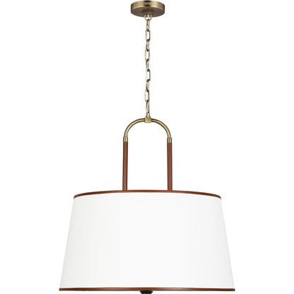 Katie Large Pendant by Visual Comfort & Co. in time worn brass. Made from steel in a unique style.
