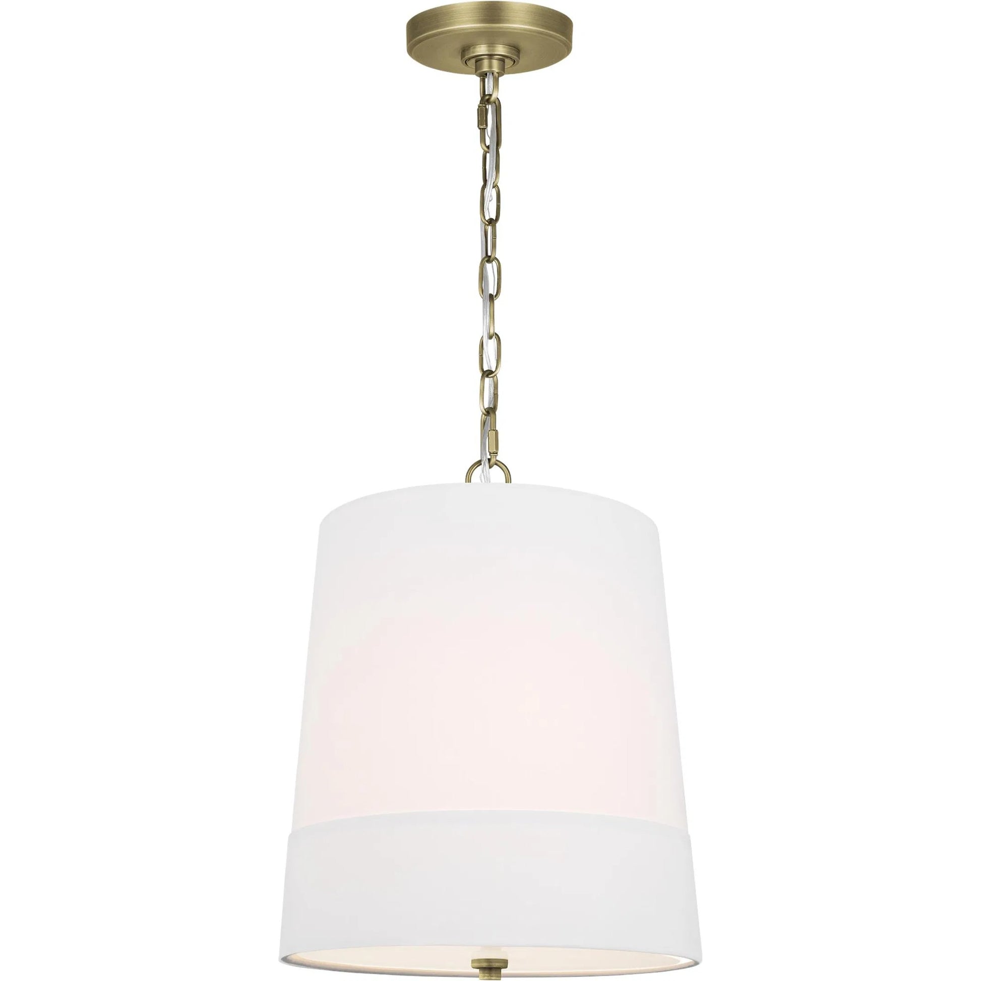 Ivie Medium Pendant by Visual Comfort & Co. in time worn brass. Made from steel in a unique style.