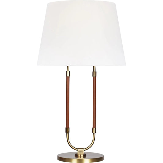 Katie Table Lamp by Visual Comfort & Co. in time worn brass. Made from steel in a modern style.