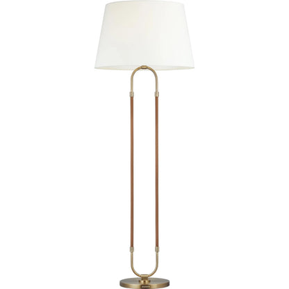 Katie Floor Lamp by Visual Comfort & Co. in time worn brass. Made from steel in a unique style.