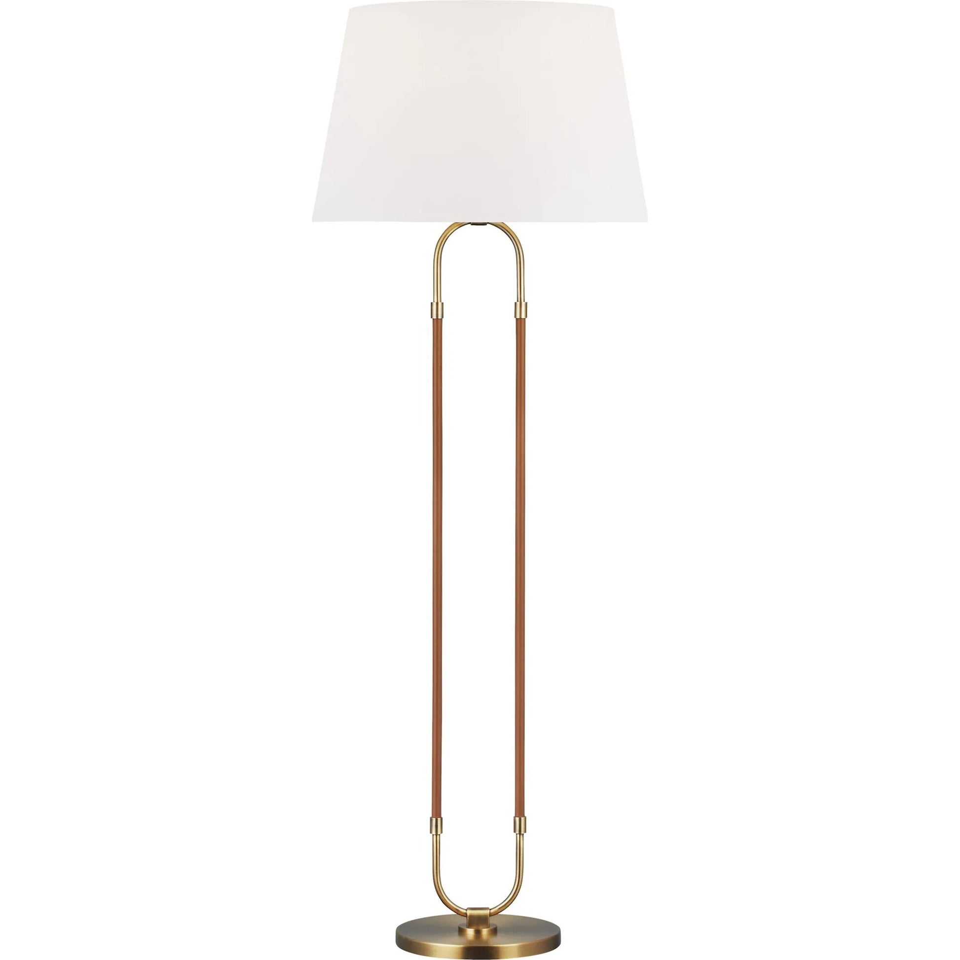 Katie Floor Lamp by Visual Comfort & Co. in time worn brass. Made from steel in a unique style.
