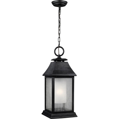 Shepherd Outdoor Pendant by Generation Lighting in dark weathered zinc. Made from stonestrong in a traditional style.