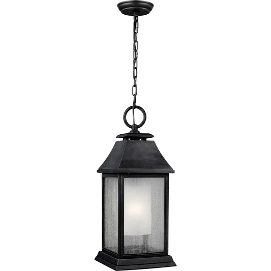Shepherd Outdoor Pendant by Generation Lighting in dark weathered zinc. Made from stonestrong in a traditional style.