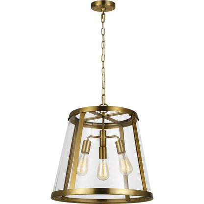 Harrow Foyer by Generation Lighting in burnished brass. Made from steel in a modern style.