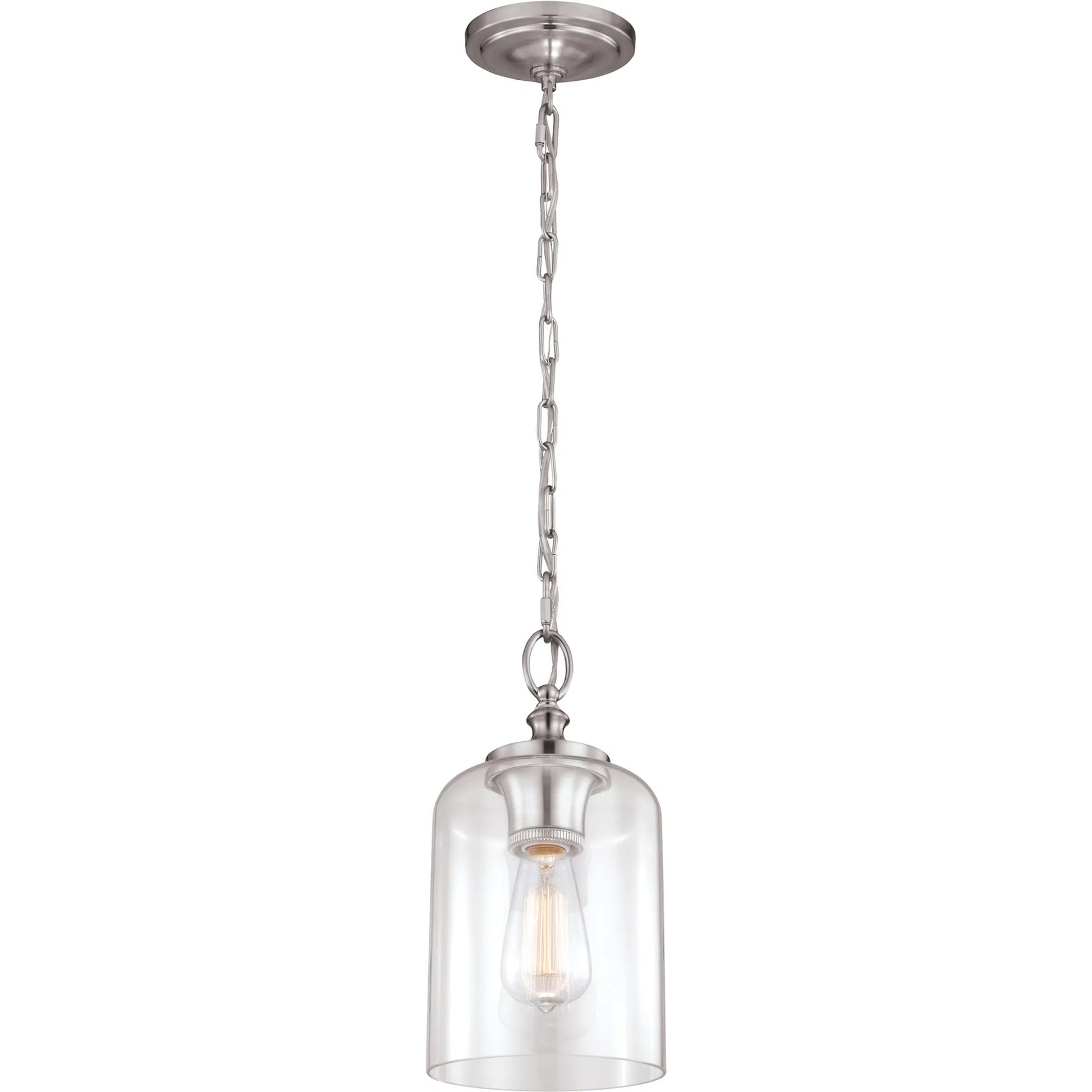 Hounslow Mini Pendant by Generation Lighting in brushed steel. Made from steel in a transitional style.