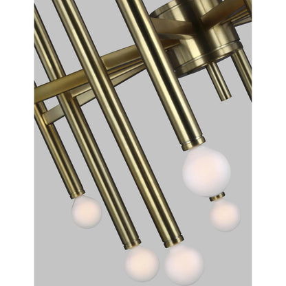 Beckham Modern Large Chandelier by Visual Comfort & Co. in burnished brass. Made from steel in a unique style.