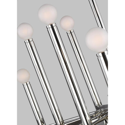 Beckham Modern Large Chandelier by Visual Comfort & Co. in burnished brass. Made from steel in a unique style.