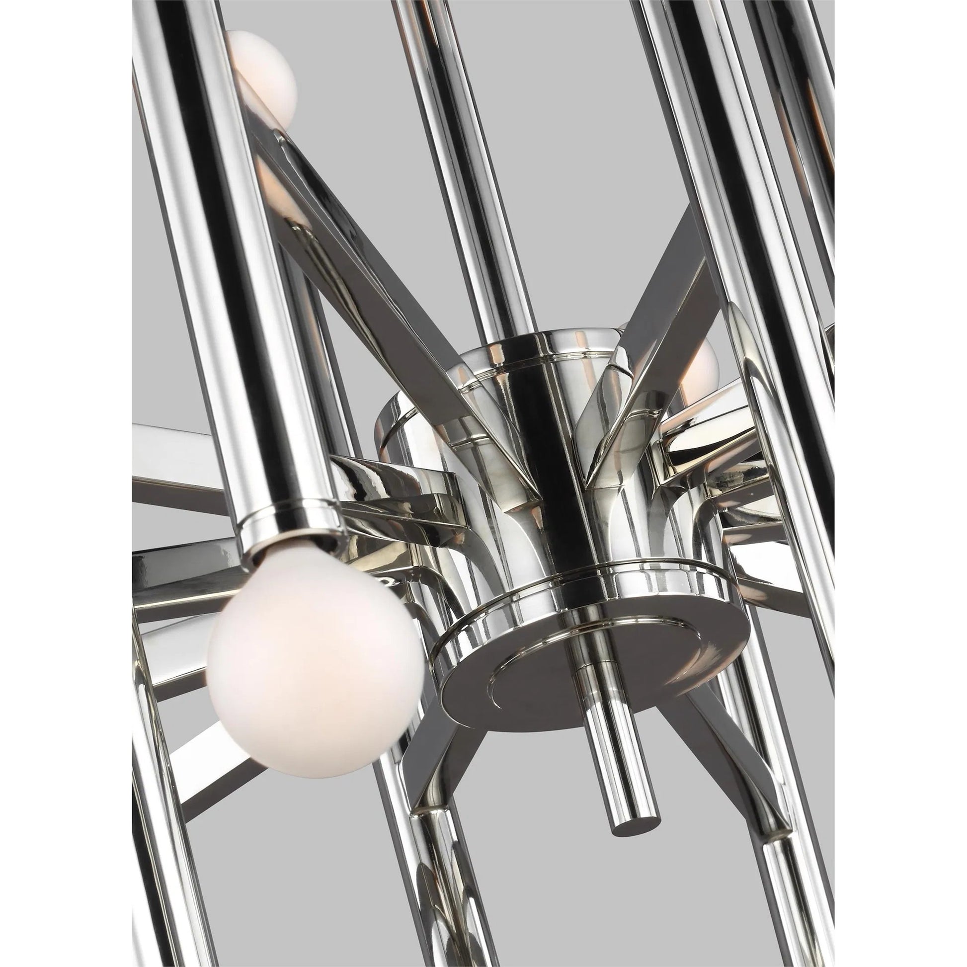 Beckham Modern Large Chandelier by Visual Comfort & Co. in burnished brass. Made from steel in a unique style.