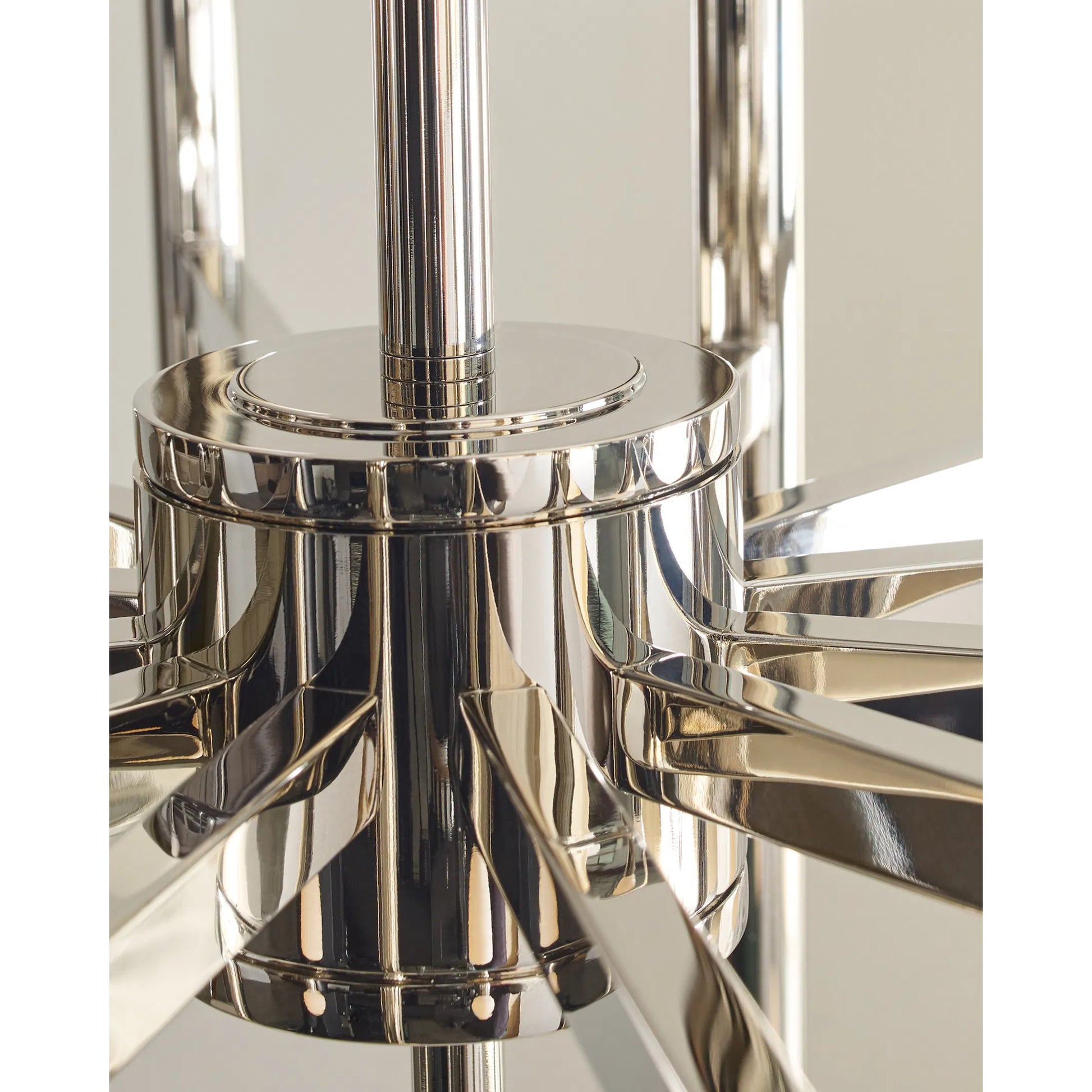 Beckham Modern Large Chandelier by Visual Comfort & Co. in burnished brass. Made from steel in a unique style.