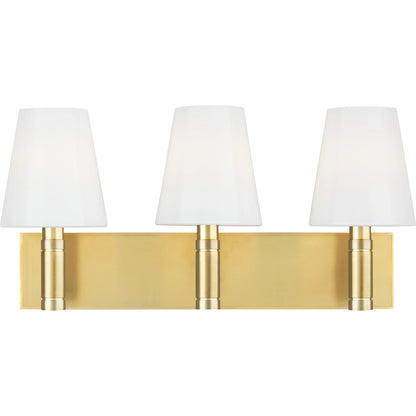 Beckham Classic 3-Light Vanity by Visual Comfort & Co. in polished nickel. Made from steel in a unique style.