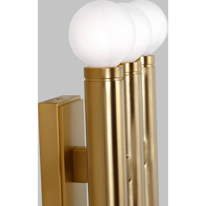 Beckham Modern Triple Sconce by Visual Comfort & Co. in polished nickel. Made from steel in a unique style.