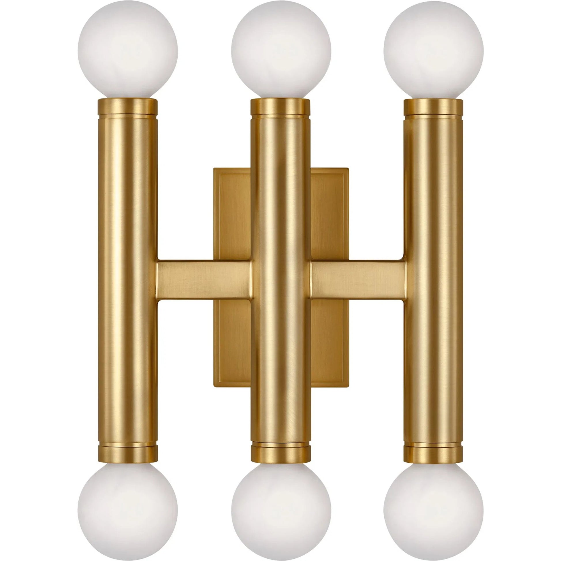 Beckham Modern Triple Sconce by Visual Comfort & Co. in polished nickel. Made from steel in a unique style.