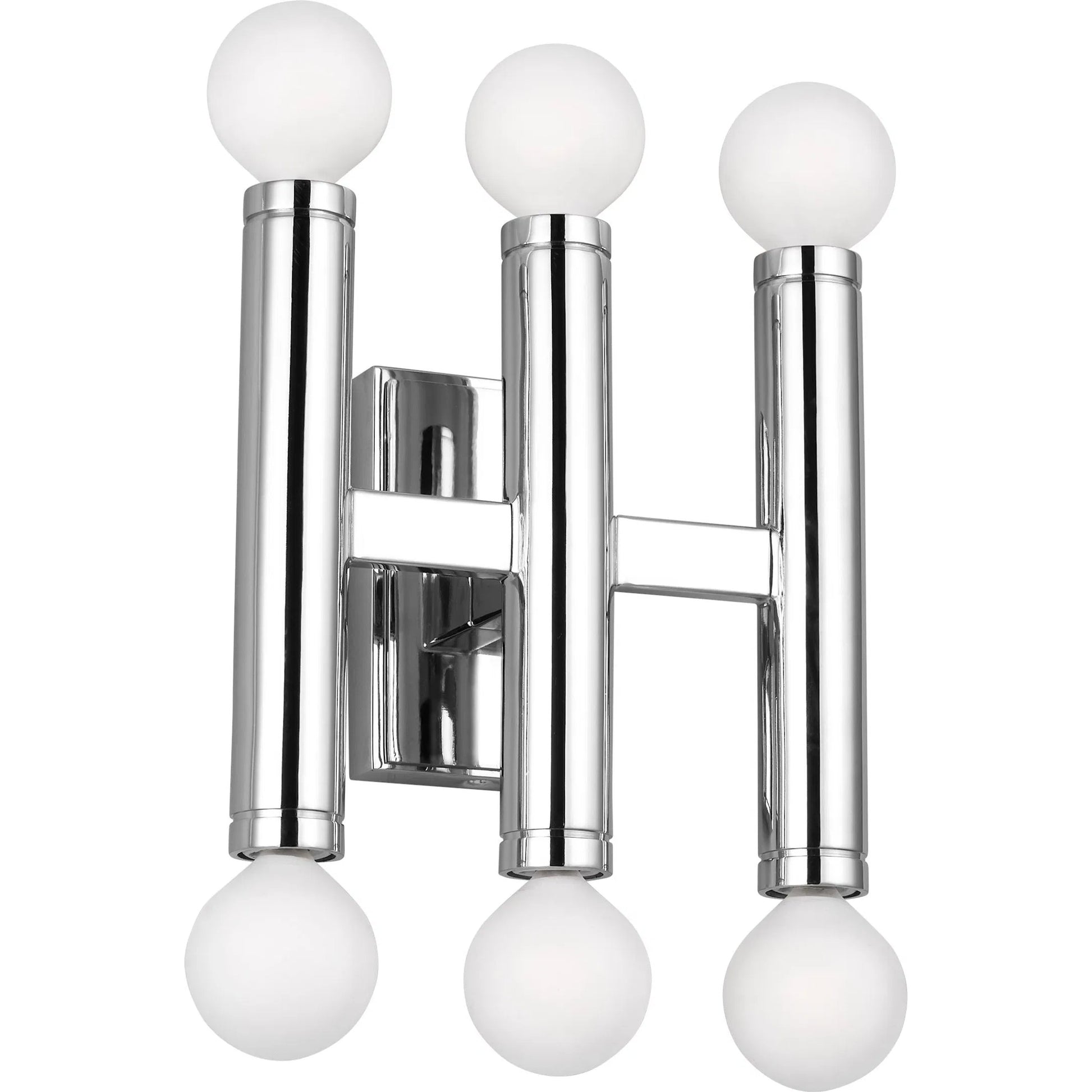 Beckham Modern Triple Sconce by Visual Comfort & Co. in polished nickel. Made from steel in a unique style.