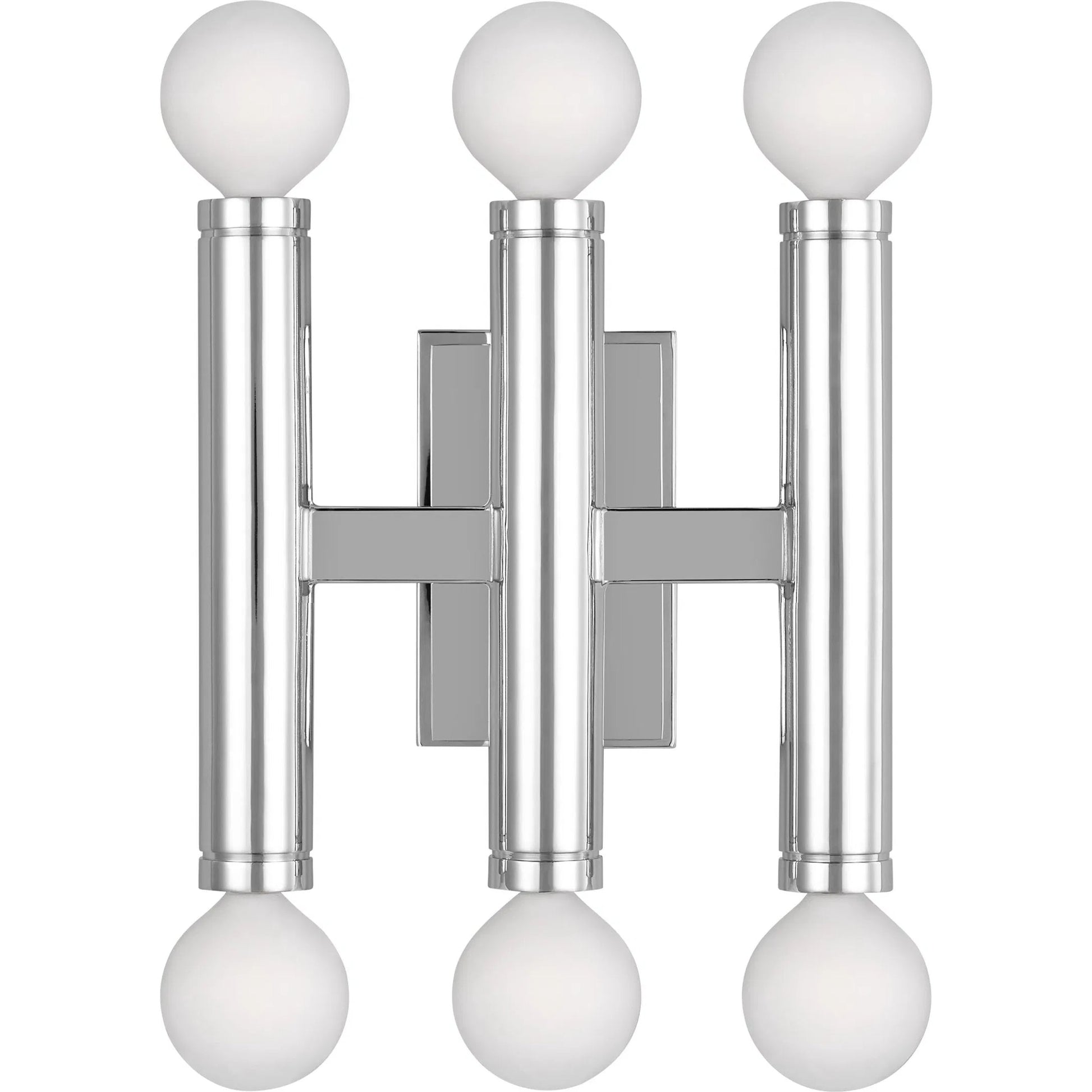 Beckham Modern Triple Sconce by Visual Comfort & Co. in polished nickel. Made from steel in a unique style.