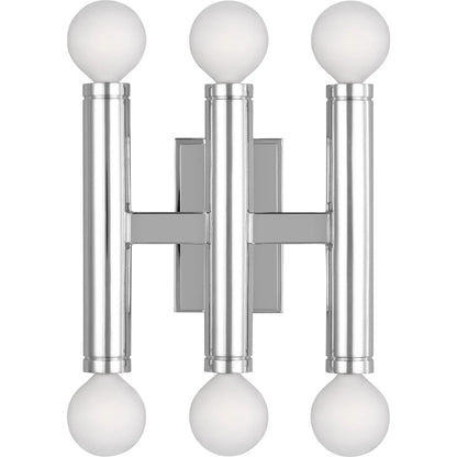 Beckham Modern Triple Sconce by Visual Comfort & Co. in polished nickel. Made from steel in a unique style.