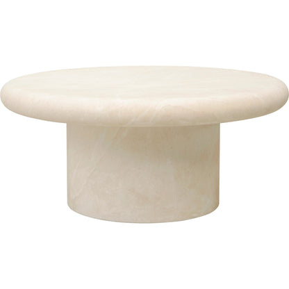 Travertino Outdoor Coffee Table by Sunset West in white/cream/beige. Made from glass fiber reinforced concrete in a transitional style.