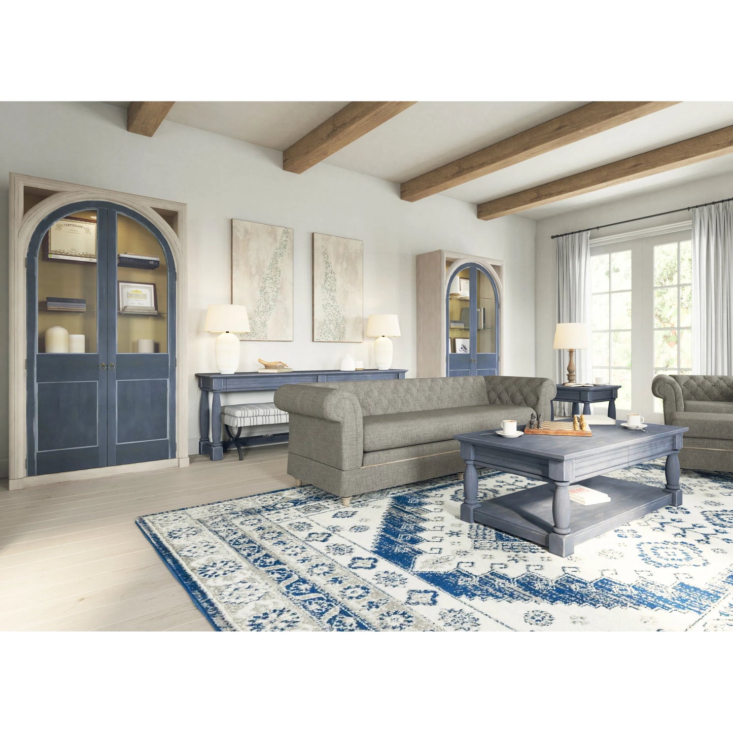 016 SI-2155755 | Lifestyle | Alcove Console Table by A.R.T. Furniture in slate blue. Made from acacia solids, maple veneers in a transitional style.