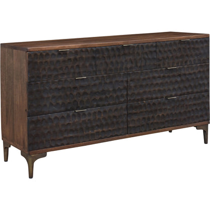Vallarta Dresser by World Interiors in brown and two tone, bronze. Made from mango wood, cast aluminum in a eclectic & global style.