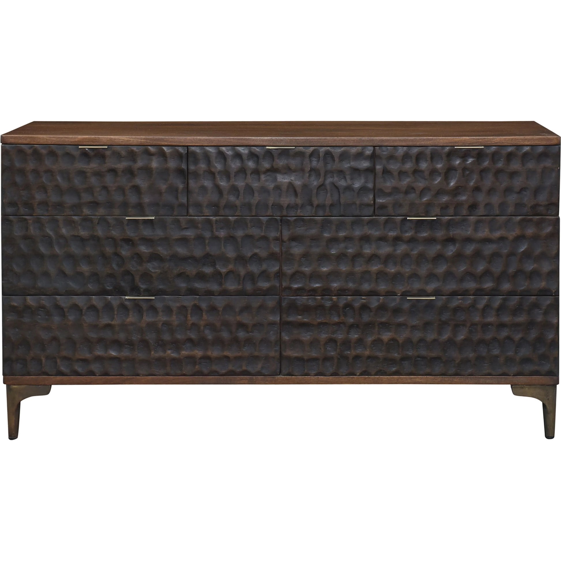 Vallarta Dresser by World Interiors in brown and two tone, bronze. Made from mango wood, cast aluminum in a eclectic & global style.