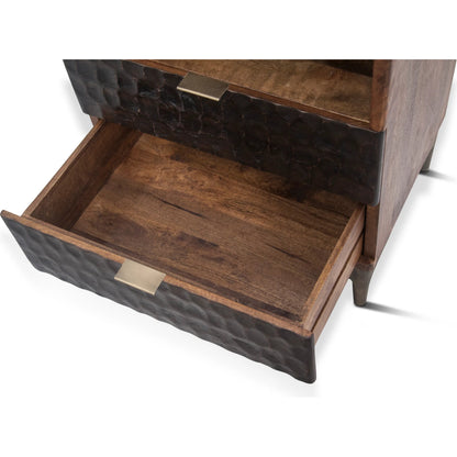 Vallarta Night Chest by World Interiors in brown and two tone, bronze. Made from mango wood, cast aluminum in a eclectic & global style.