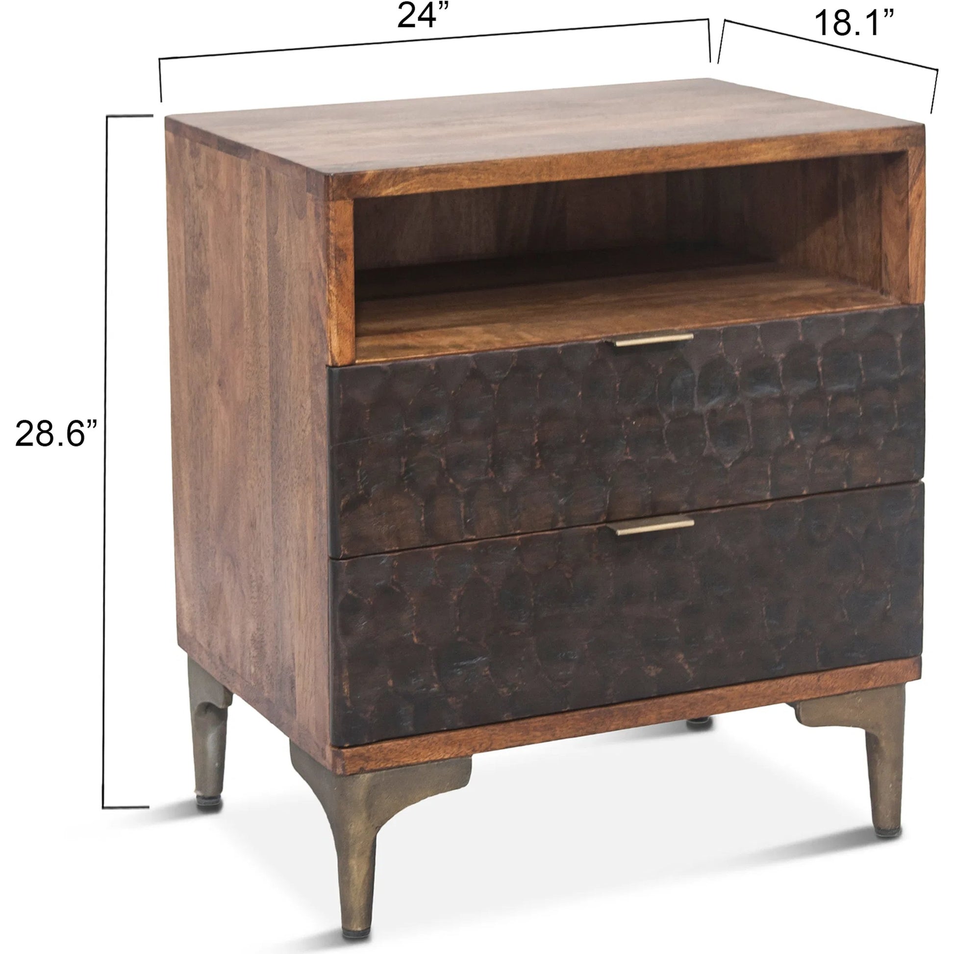 Vallarta Night Chest by World Interiors in brown and two tone, bronze. Made from mango wood, cast aluminum in a eclectic & global style.