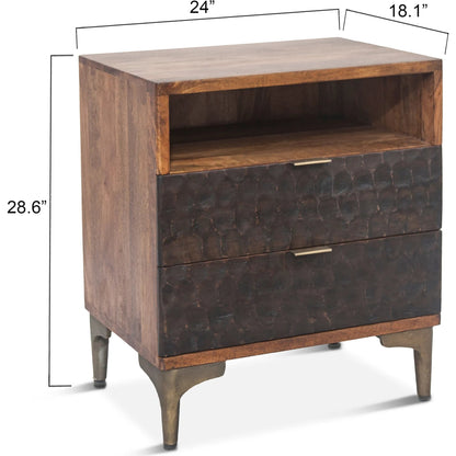 Vallarta Night Chest by World Interiors in brown and two tone, bronze. Made from mango wood, cast aluminum in a eclectic & global style.