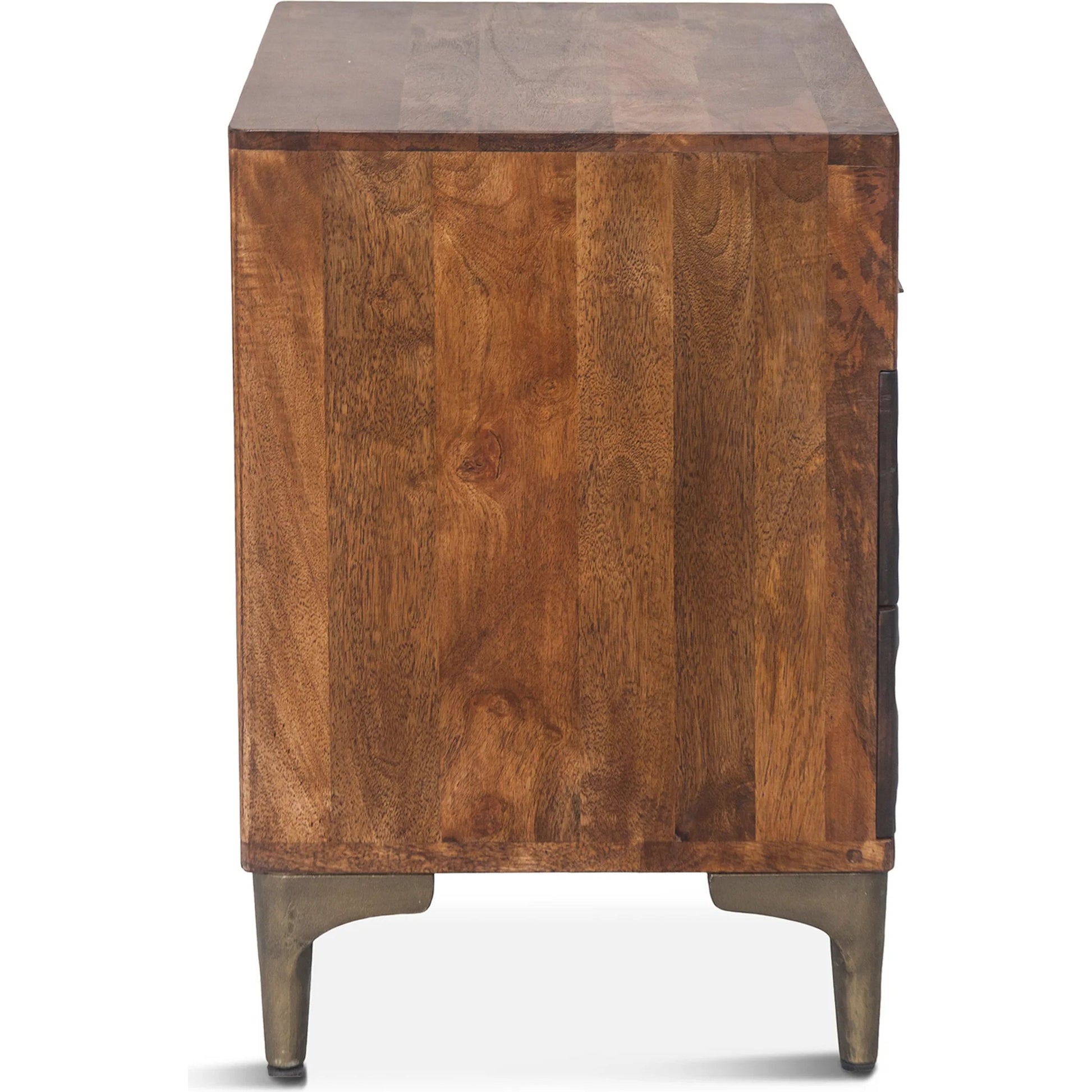 Vallarta Night Chest by World Interiors in brown and two tone, bronze. Made from mango wood, cast aluminum in a eclectic & global style.