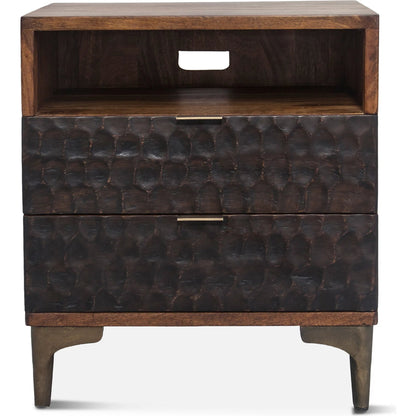 Vallarta Night Chest by World Interiors in brown and two tone, bronze. Made from mango wood, cast aluminum in a eclectic & global style.