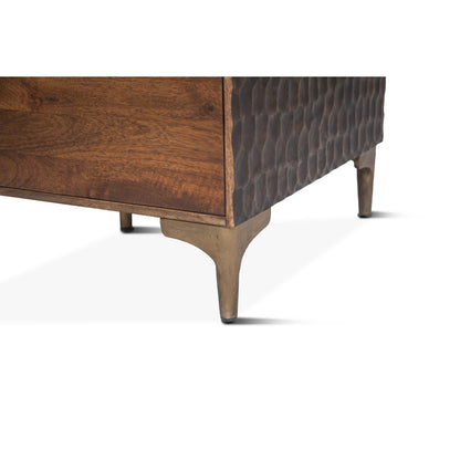 Vallarta Desk by World Interiors in brown and two tone, bronze. Made from mango wood, cast aluminum in a modern style.