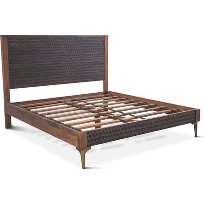 Vallarta Bed by World Interiors in brown and two tone, bronze. Made from mango wood, cast aluminum in a modern style.