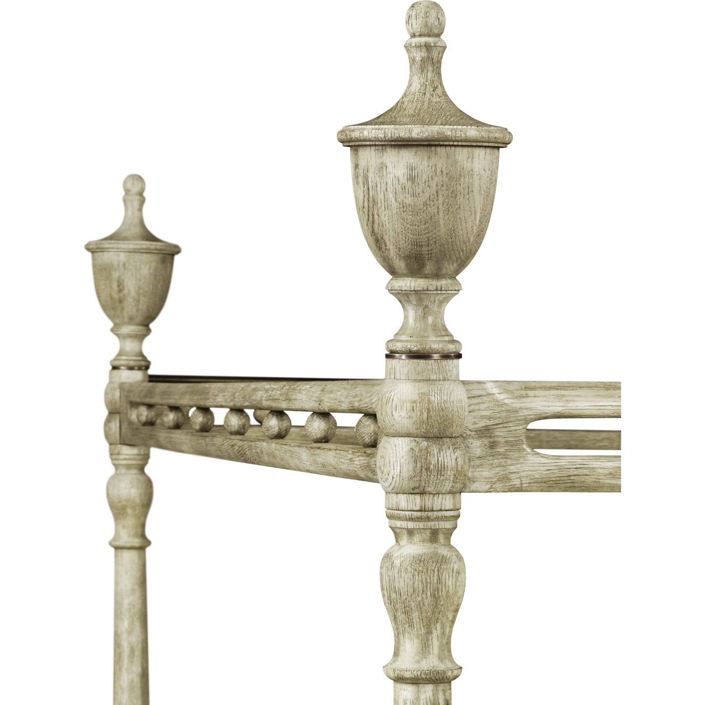 007 SR-846605 | Closeup | William Yeoward Morris King Bed by Jonathan Charles in grey and greyed oak. Made from oak in a cottage & farmhouse style.