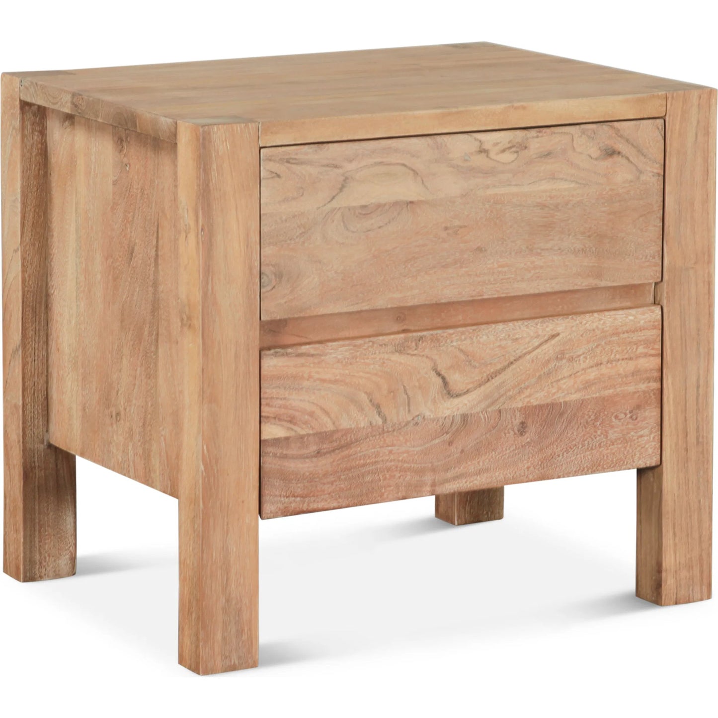 000 SI-2445272 | Primary Silo | Mesa Nightstand by World Interiors in tan and brushed acacia. Made from acacia wood in a transitional style.