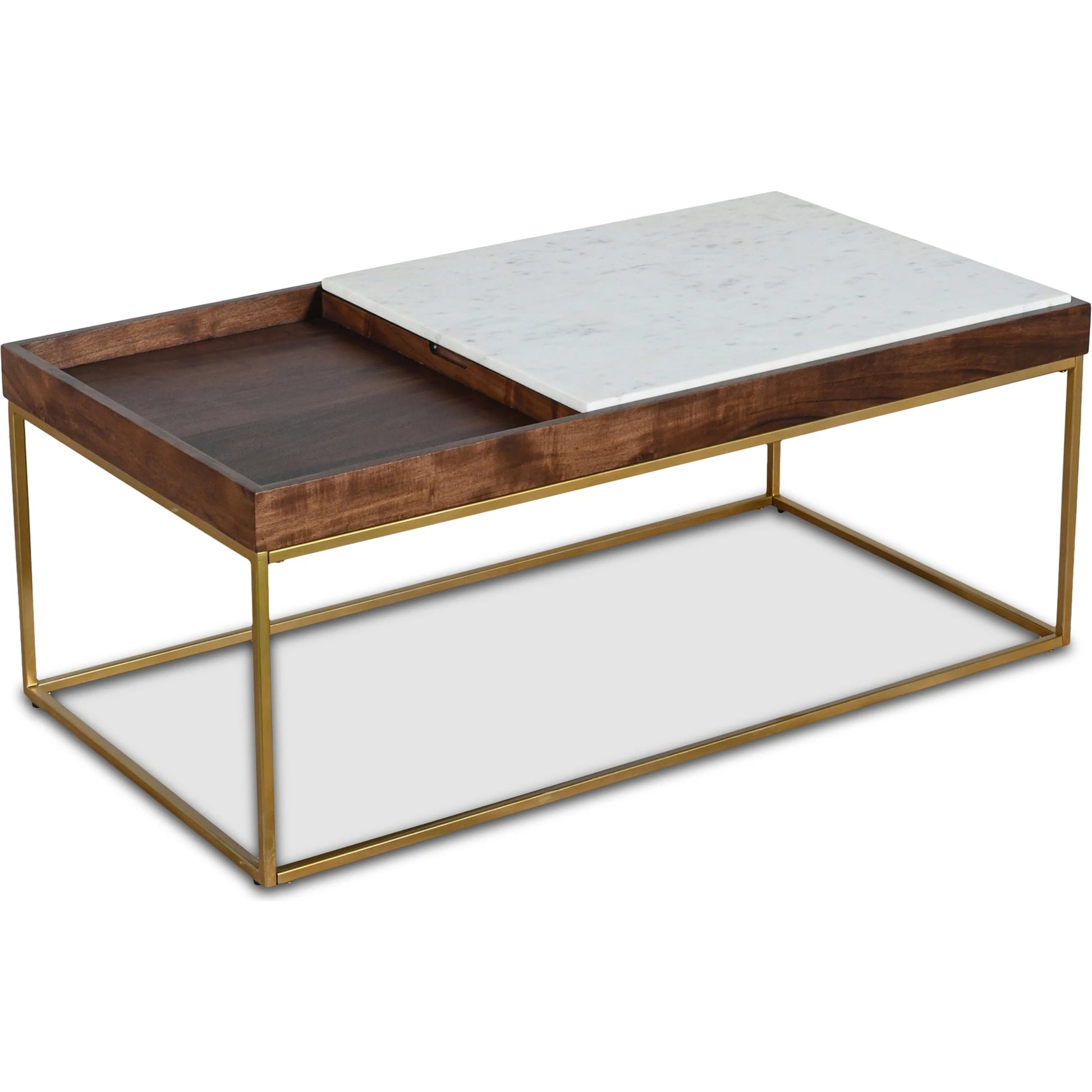 Aurora Coffee Table by World Interiors in walnut. Made from wood, iron, marble in a modern style.
