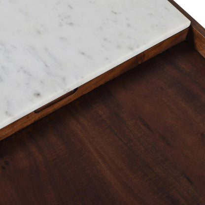 Aurora Coffee Table by World Interiors in walnut. Made from wood, iron, marble in a modern style.