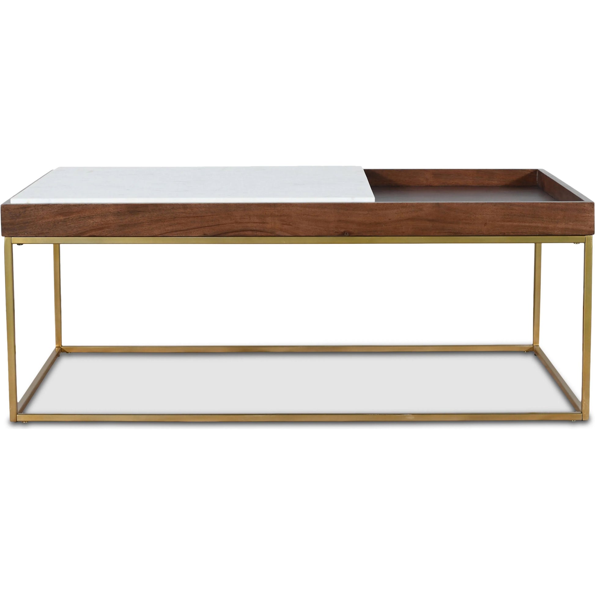 Aurora Coffee Table by World Interiors in walnut. Made from wood, iron, marble in a modern style.