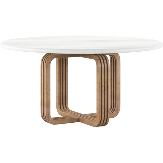 Portico Round Dining Table by A.R.T. Furniture in sienna, white plaster. Made from parawood solids, mindi veneers in a modern style.