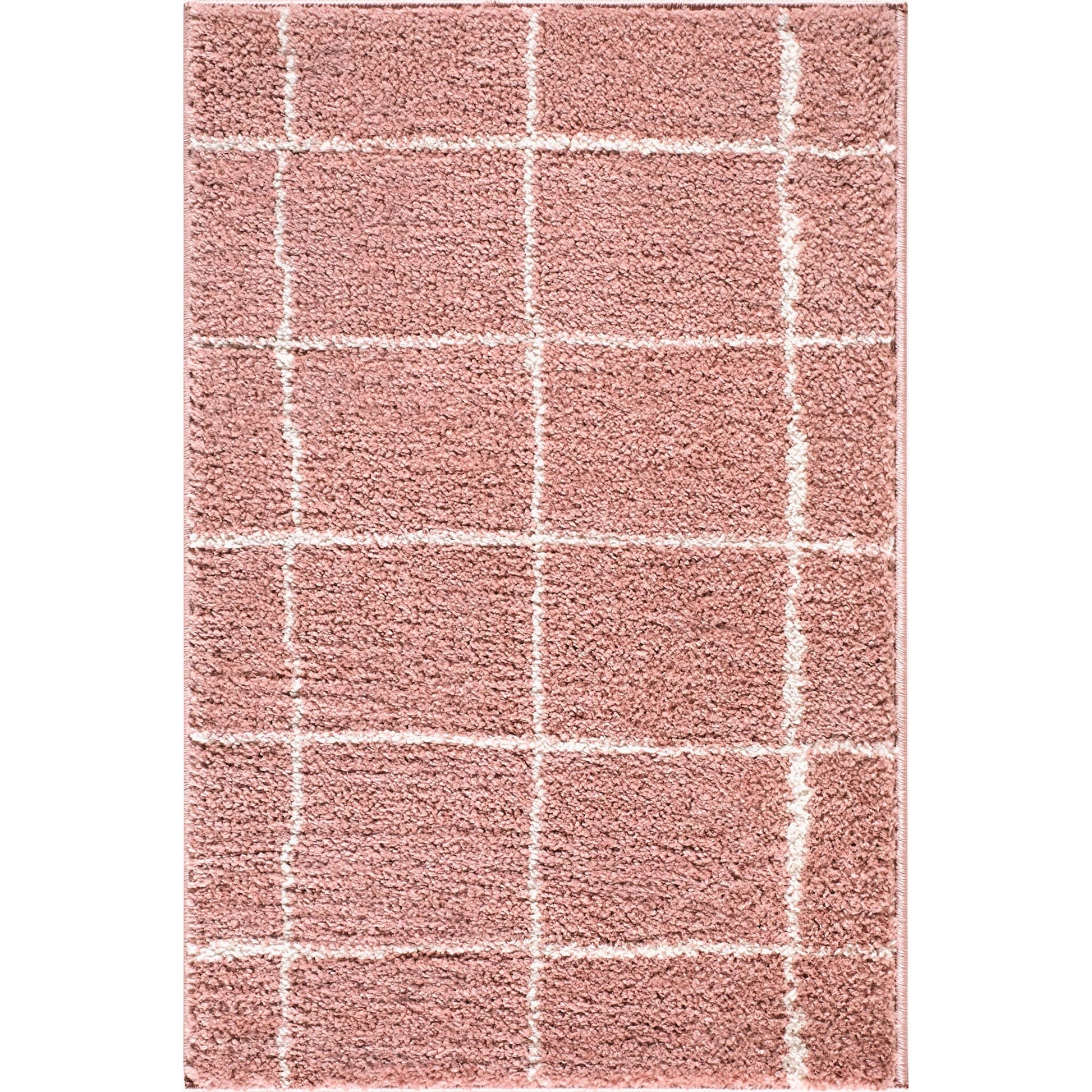 Fossay Shag FSG-2351 Rug by Livabliss in rose, ivory. Made from polyester in a unique style.