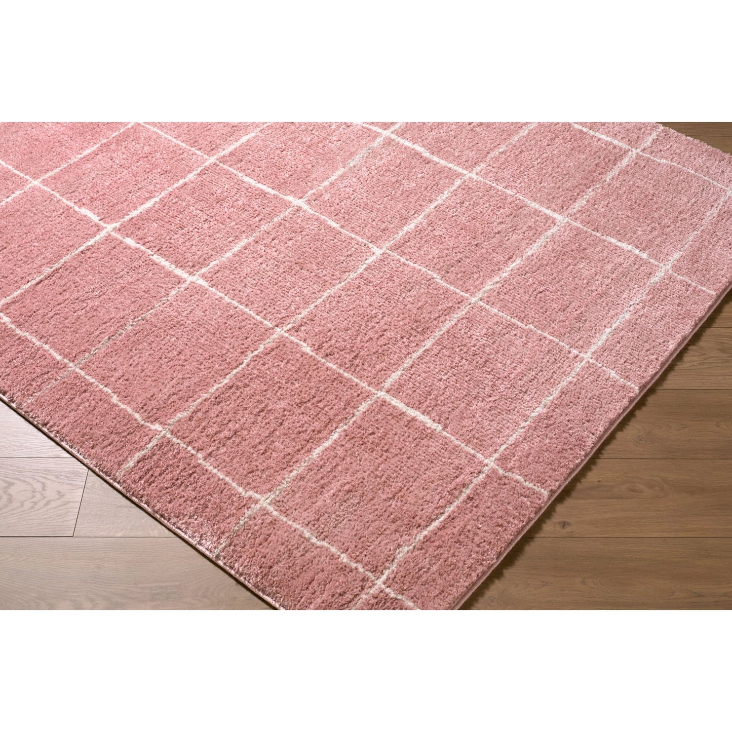 002 SI-2529668,SI-2529669,SI-2529670,SI-2529671,SI-2529672 | Closeup | Fossay Shag FSG-2351 Rug by Livabliss in rose, ivory. Made from polyester in a unique style.