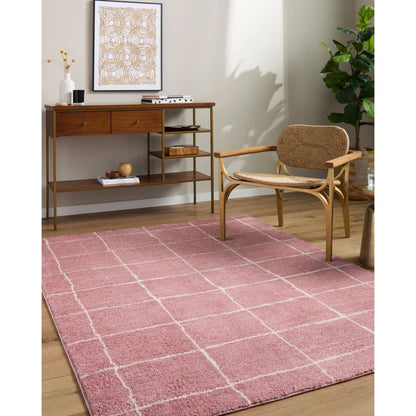 Fossay Shag FSG-2351 Rug by Livabliss in rose, ivory. Made from polyester in a unique style.