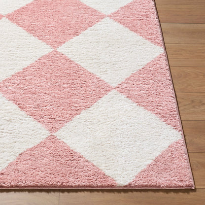 Fossay Shag FSG-2355 Rug by Livabliss in rose, ivory. Made from polyester in a unique style.