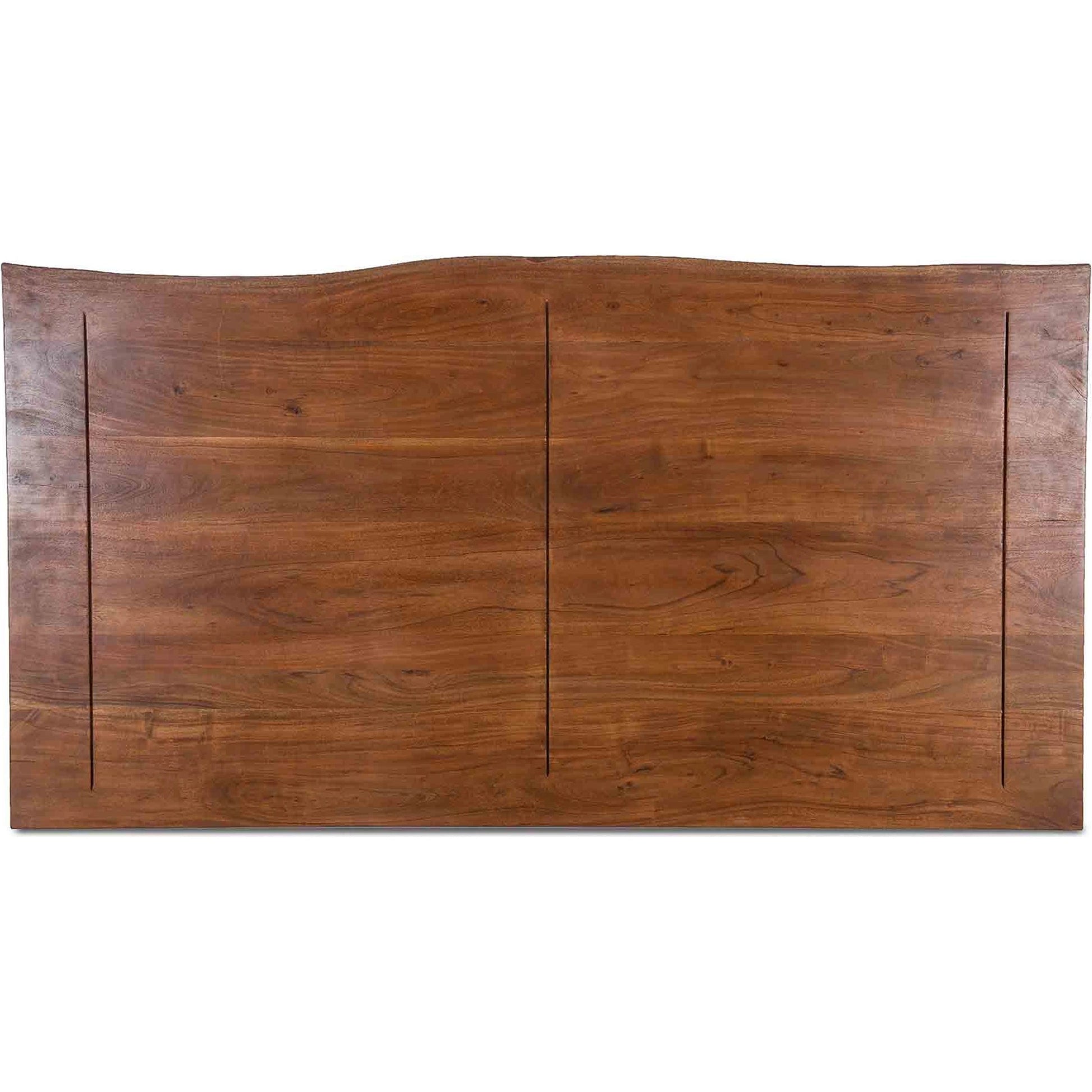 Palermo Live Edge Bed by World Interiors in raw walnut, ebony. Made from acacia wood, iron in a modern style.