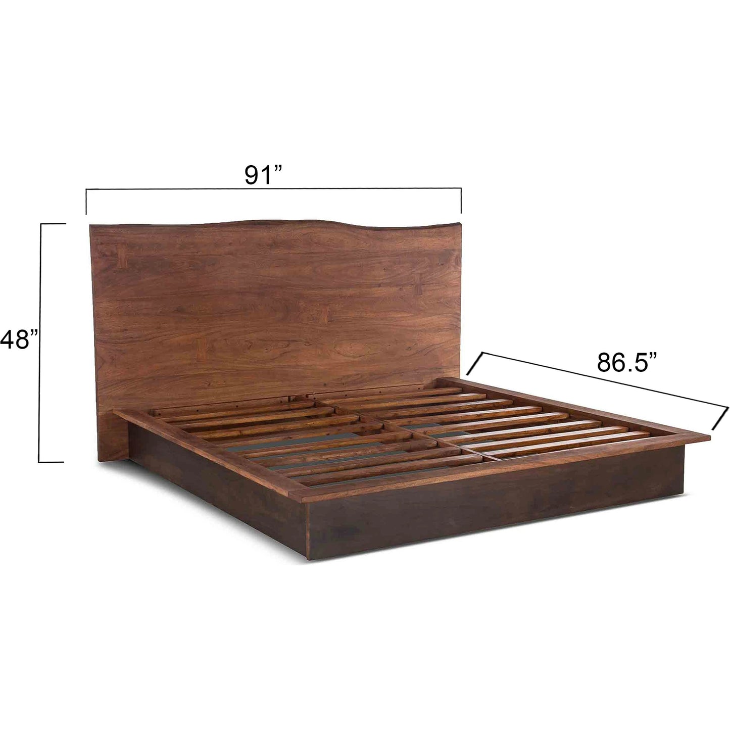 002 SI-2065567 | Additional Silo | Palermo Live Edge Bed by World Interiors in raw walnut, ebony. Made from acacia wood, iron in a modern style.