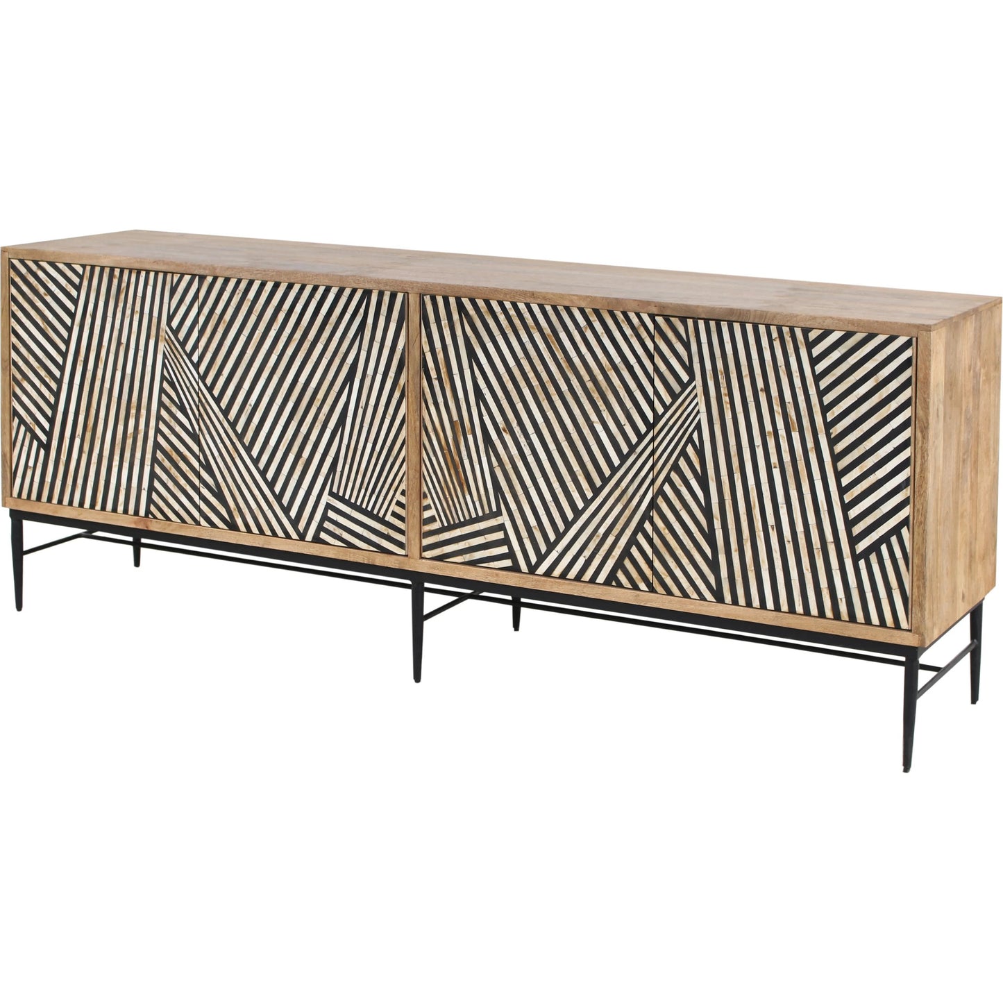 001 SI-2242842 | Primary Silo | Fargo 80" Sideboard by World Interiors in black, white and natural, matte black. Made from bone, mango wood, metal in a eclectic & global style.