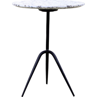 Glacier 18" Accent Table by World Interiors in powder coated black. Made from marble reclaimed iron in a modern style.